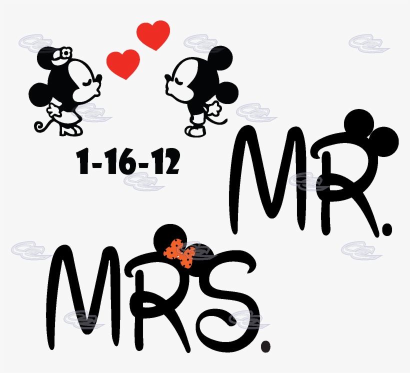 500030 Mr Mrs Mmm Kiss - Idecalworks Minnie Mickey Mouse In Love And Kissing, transparent png download