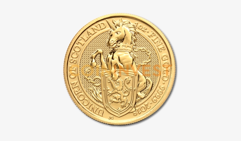 1 Oz Queen's Beasts Unicorn Gold Coin - 1 Oz Queen's Beasts Lion Gold 2016, transparent png download