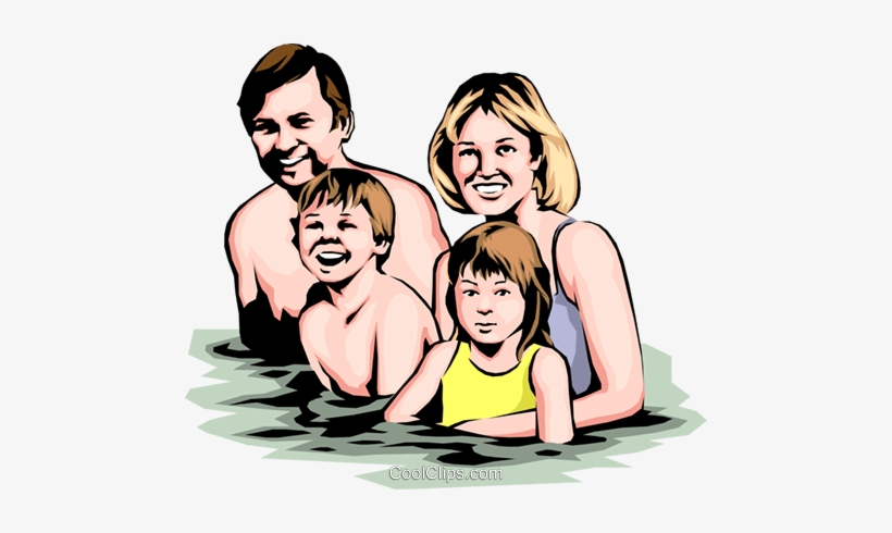 Family Swimming Royalty Free Vector Clip Art Illustration - Family Swimming Clip Art, transparent png download