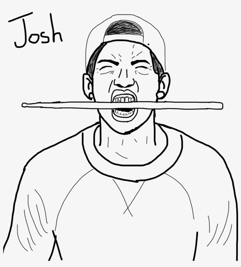 Josh Dun❤ 😂 Drummer Hat Red Dang Wow Freetoedjtfreetoe - Line Art, transparent png download