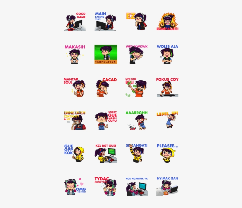 Cute Gamer Girl - Line, transparent png download