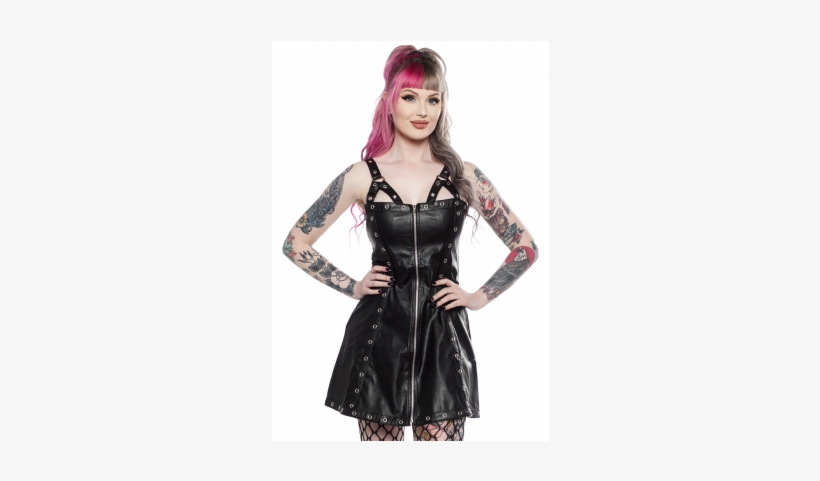 Phaze Leather Look Demon Eye O Ring Dress - Gothic Fashion, transparent png download