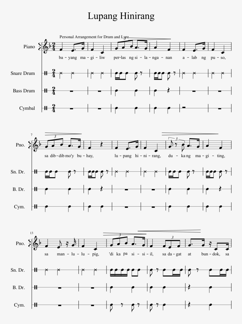 Lupang Hinirang Sheet Music 1 Of 3 Pages - Music, transparent png download