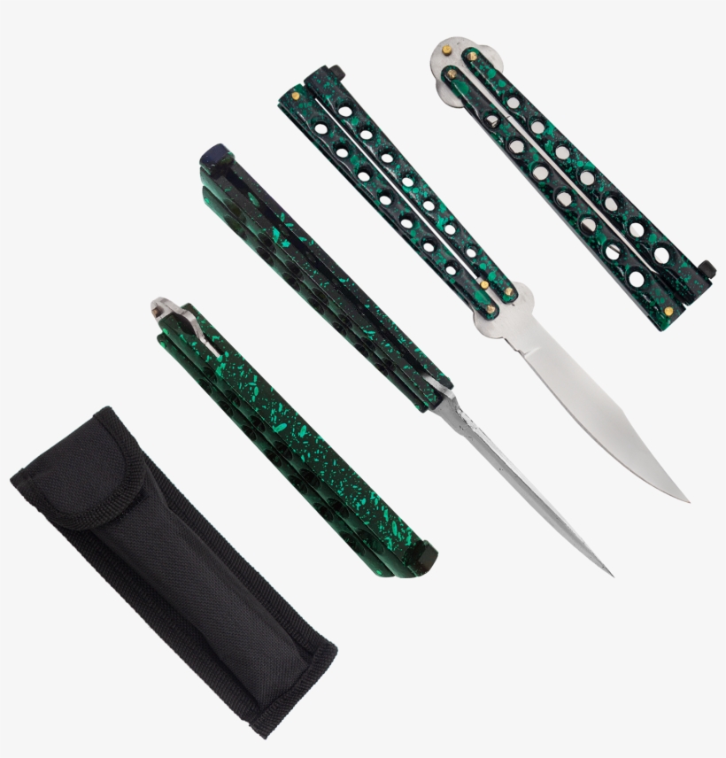 Heavy Duty Green Splatter Drop Point Dual Flip Side - Knife, transparent png download