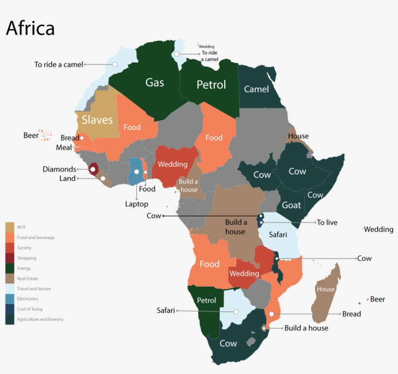 Most Googled Products In Each Country - Africa Tourist Attractions Map, transparent png download