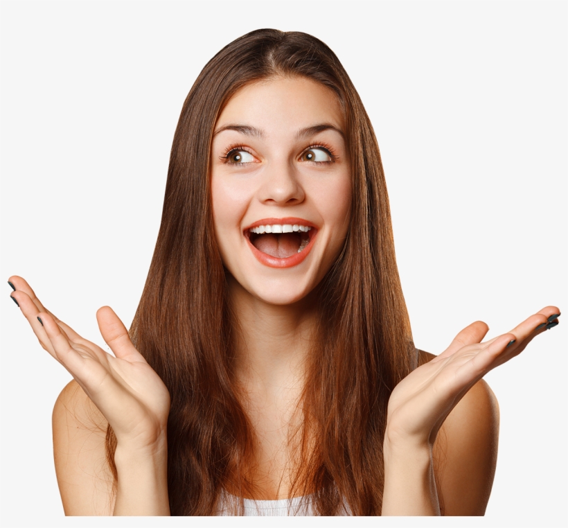 Surprised Happy Beautiful Woman Looking Sideways In, transparent png download