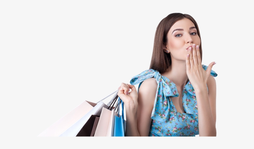 Pretty Woman With Shopping Bags Covers Mouth With Hand - Shopping, transparent png download