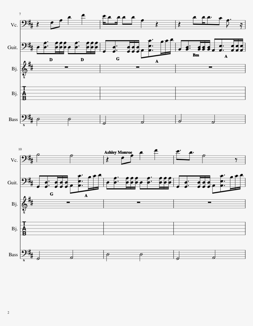 Bruises For String Band Sheet Music Composed By Train - Music, transparent png download
