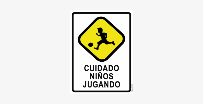 Est16 Letrero Cuidado Niños Jugando Cms - Traffic Sign, transparent png download