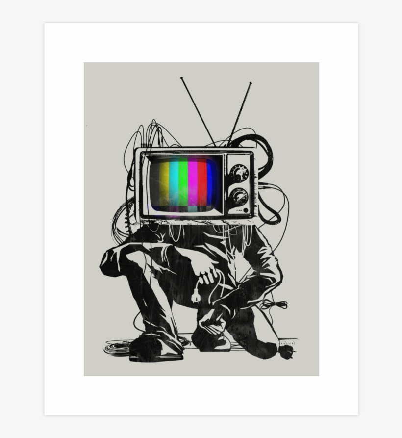 Retro Tv Colour Test Man Art Print - Cool Graphic Designs, transparent png download