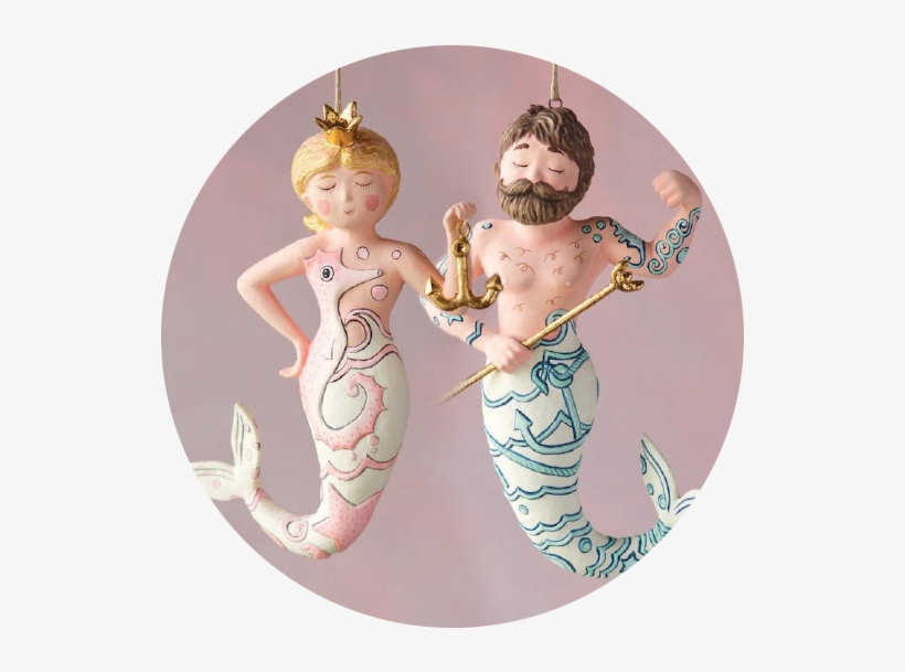 Glitterville Mermaid & Merman Ornaments - Glitterville Merman Nautical Christmas Tree Ornament,, transparent png download