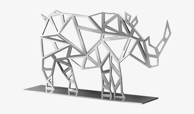 Huge Modern Silver Rhinoceros Rhino Geometric Animal - Film, transparent png download
