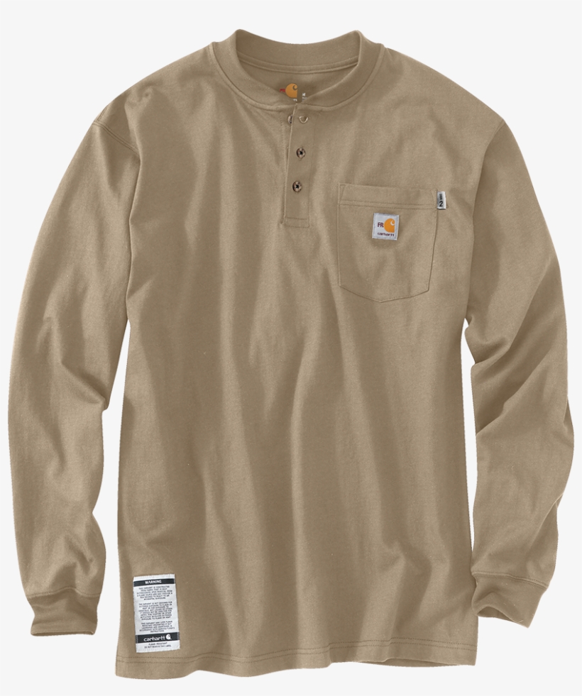 100237 Sand - Carhartt Flame-resistant Long-sleeve Henley - Blue,, transparent png download
