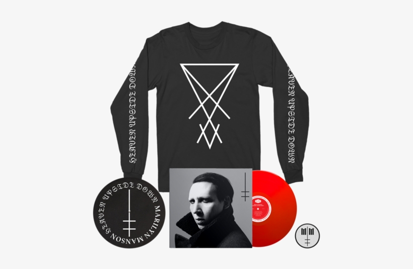 Deluxe Red Vinyl Long Sleeve T-shirt Bundle - Marilyn Manson Vinyl Heaven Upside Down, transparent png download