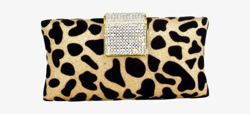 Mg Collection Torbe Kopčom - Women Lady Leopard Crystal Button Evening Party Handbag, transparent png download