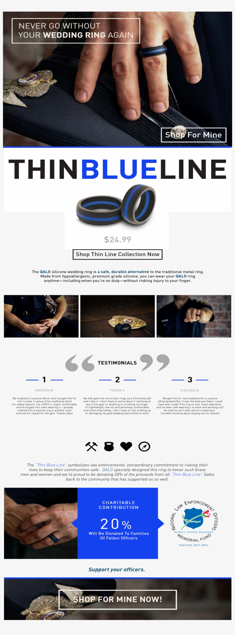 Thin Blue Line - Men's Qalo Thin Line Silicone Wedding Ring, transparent png download