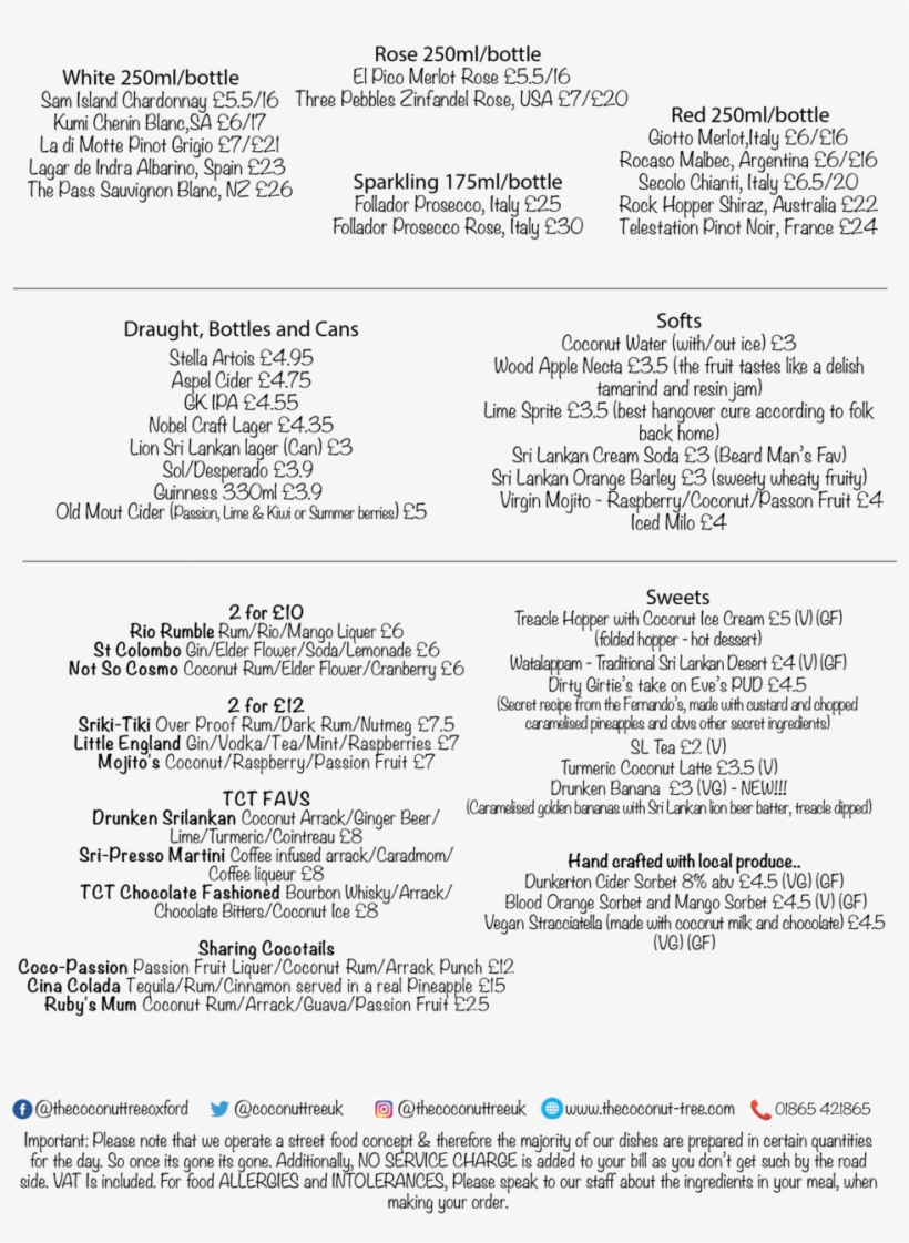 20181001 Oxford Menu-02 - Sri Lankan Cuisine, transparent png download