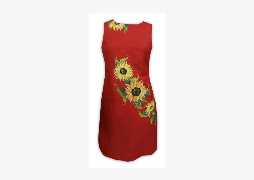 Sleeveless Red Sun Flower Dress - Pattern, transparent png download