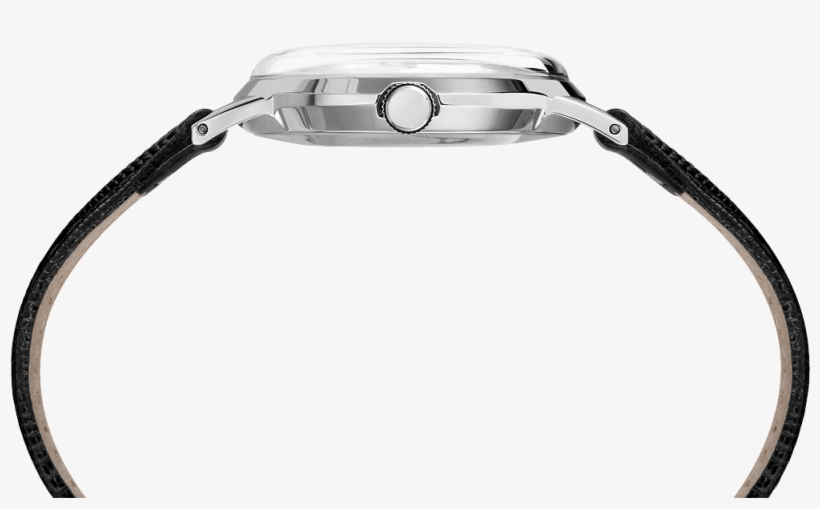 Hand Wound 34mm Leather Strap Watch Black/silver Tone - Watch, transparent png download