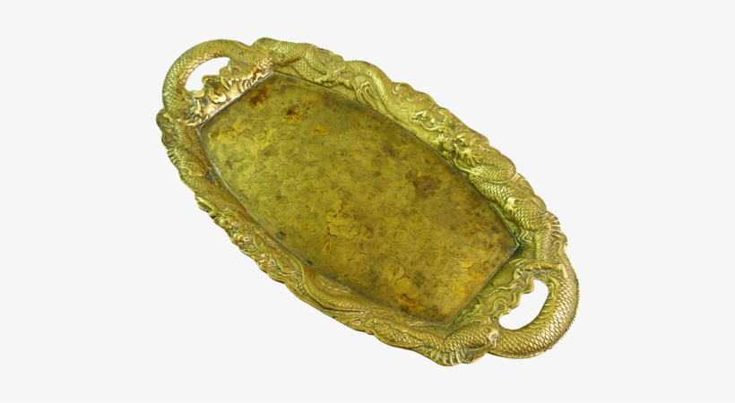 Chinese Brass Plate Or Tray With Dragon Motifs - Gold, transparent png download