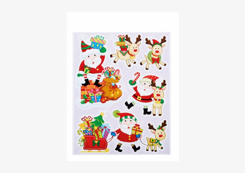 Christmas Window Decals, Santa Reindeer - Window, transparent png download