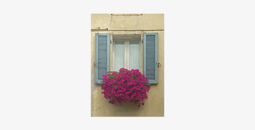 Old Window With Shutters And Window Box With Flowers - Window, transparent png download