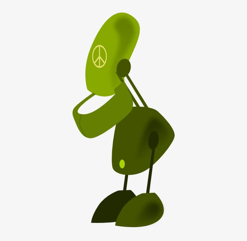 Robot Green Christmas Xmas Electronics Toy Peace Symbol - Green Robot .png, transparent png download