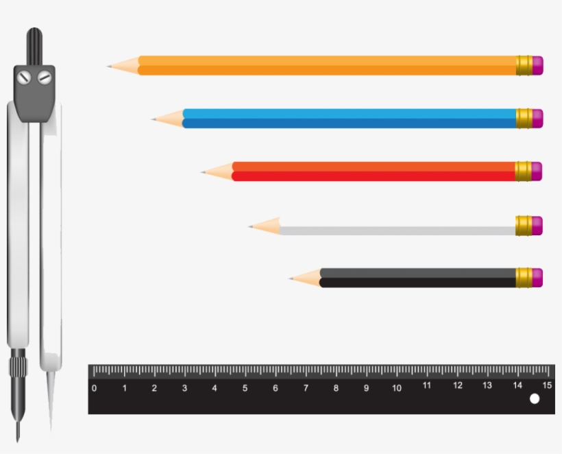 Stationery Pencils Vectors - Do Dung Hoc Tap Vector, transparent png download