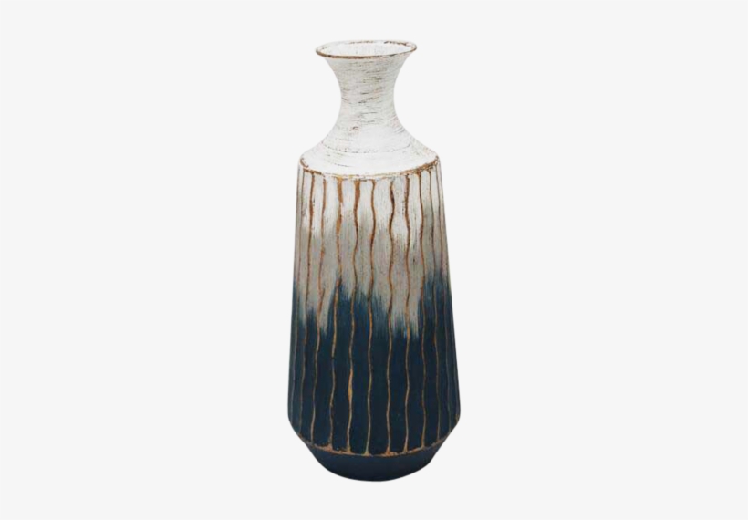 Navy White Brush Stroke Vase 41cm - Vase, transparent png download