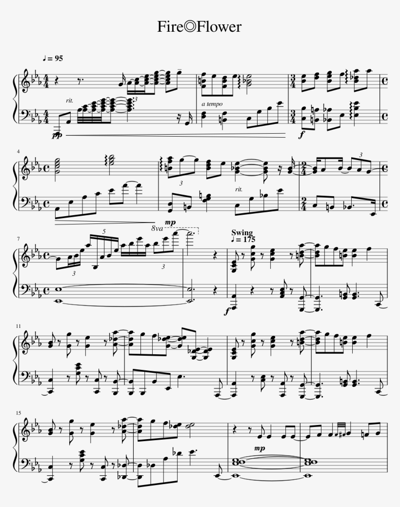 Fire◎flower Sheet Music 1 Of 10 Pages - Sheet Music, transparent png download