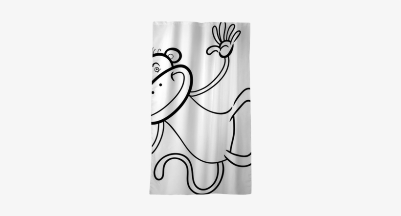 Funny Monkey For Coloring Book Blackout Window Curtain - Monkeys Jumping Drawing, transparent png download