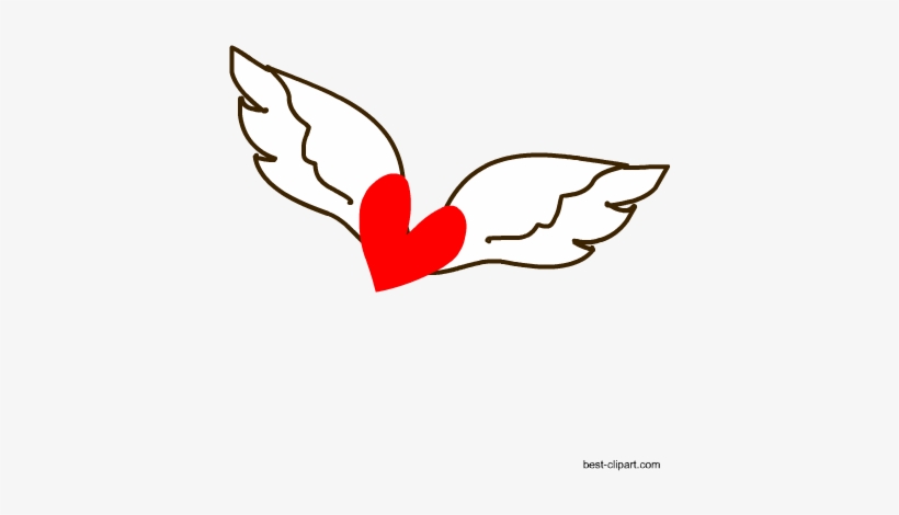Free Heart With Wings Clipart - Heart, transparent png download