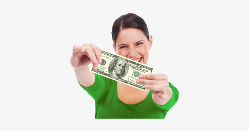 Lady Holding Cash In Hand - Set Of 144-jumbo Real Looking Fake Play Money-one Hundred, transparent png download