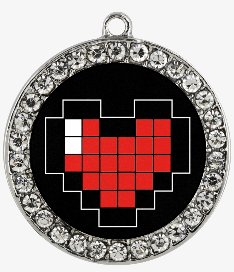 Pixelated Heart Stone Coin Necklace - Necklace, transparent png download