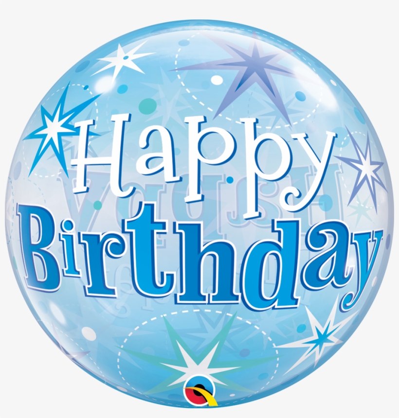 22" Birthday Blue Starburst Sparkle Bubble Balloon - Bubble Blue Balloon, transparent png download