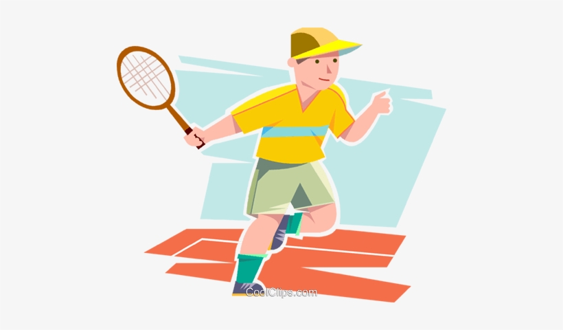 Boy Playing Tennis Royalty Free Vector Clip Art Illustration - Clip Art, transparent png download