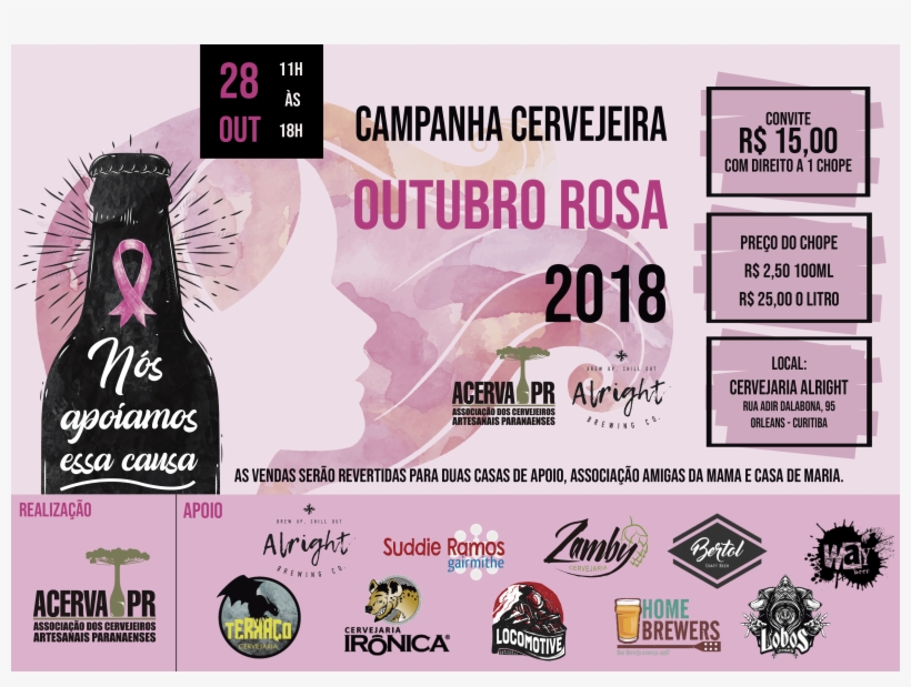 Em Parceria Com A Alright Brewing Co - Bottle, transparent png download