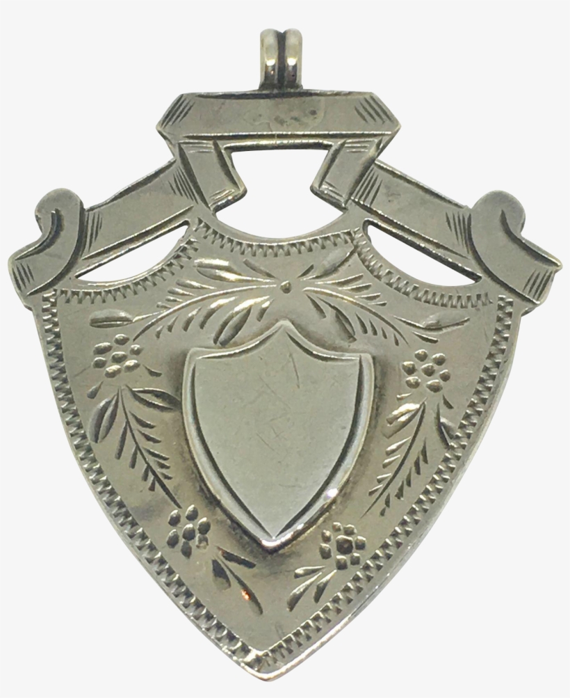 Antique Sterling Engraved Watch Fob, Shield Shape From - Shield, transparent png download