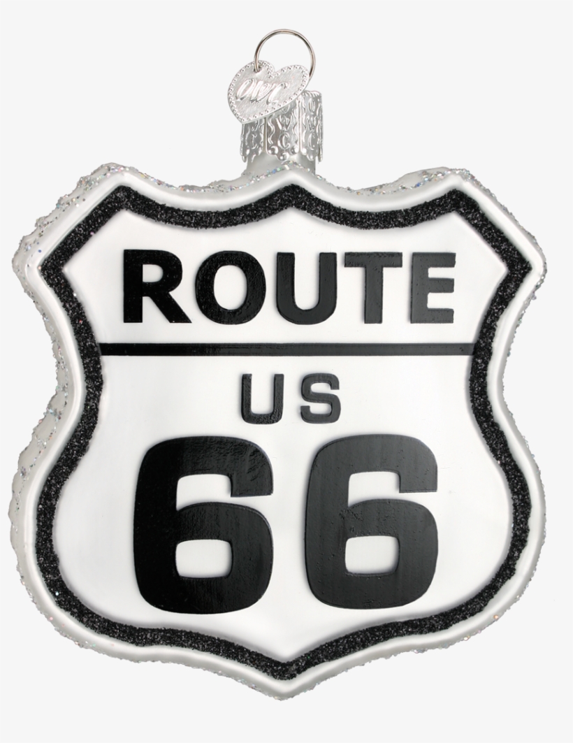 Historic Route 66 Road Sign Glass Ornament - Cars Route 66 Sign, transparent png download