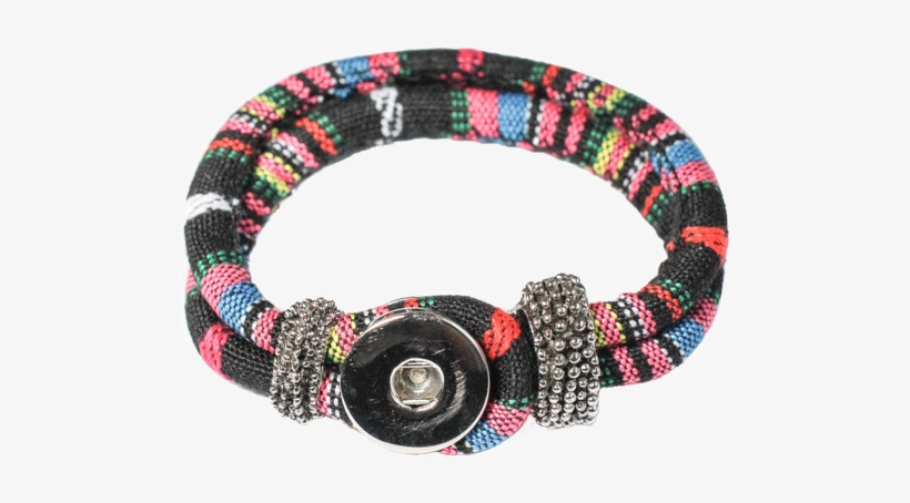 Black And Pastel Rainbow Colored Fabric Bracelet With - Bracelet, transparent png download