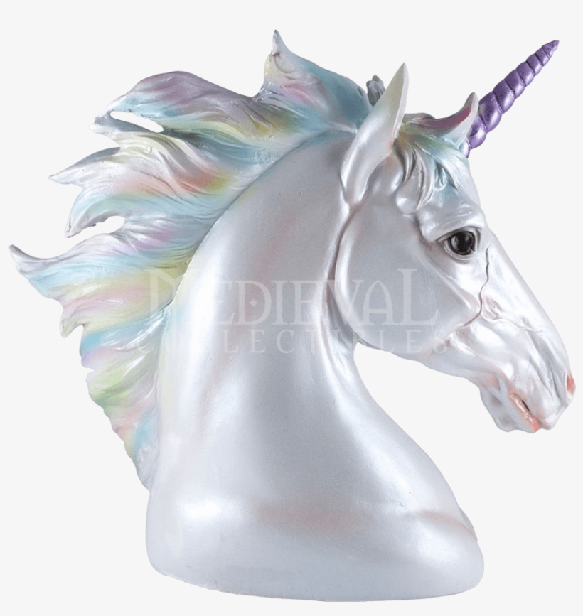 Item - Rainbow Unicorn Head Figurine 7.5 Inch High Resin, transparent png download