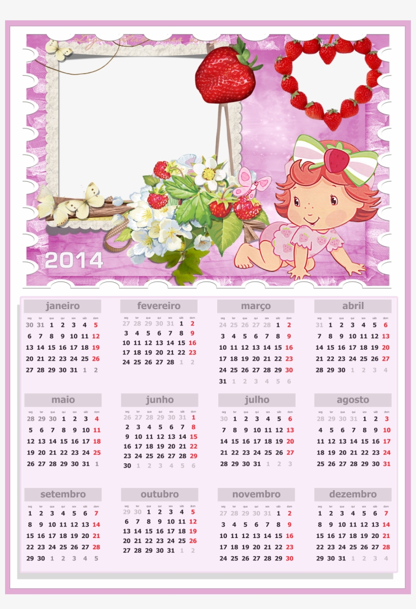 Calendário 2014 Png Com Moldura - Calendar, transparent png download