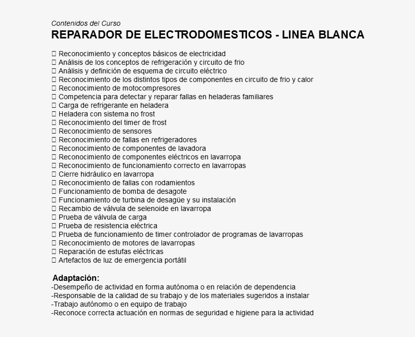 Contenidos Del Curso Reparador De Electrodomesticos - Size?, transparent png download