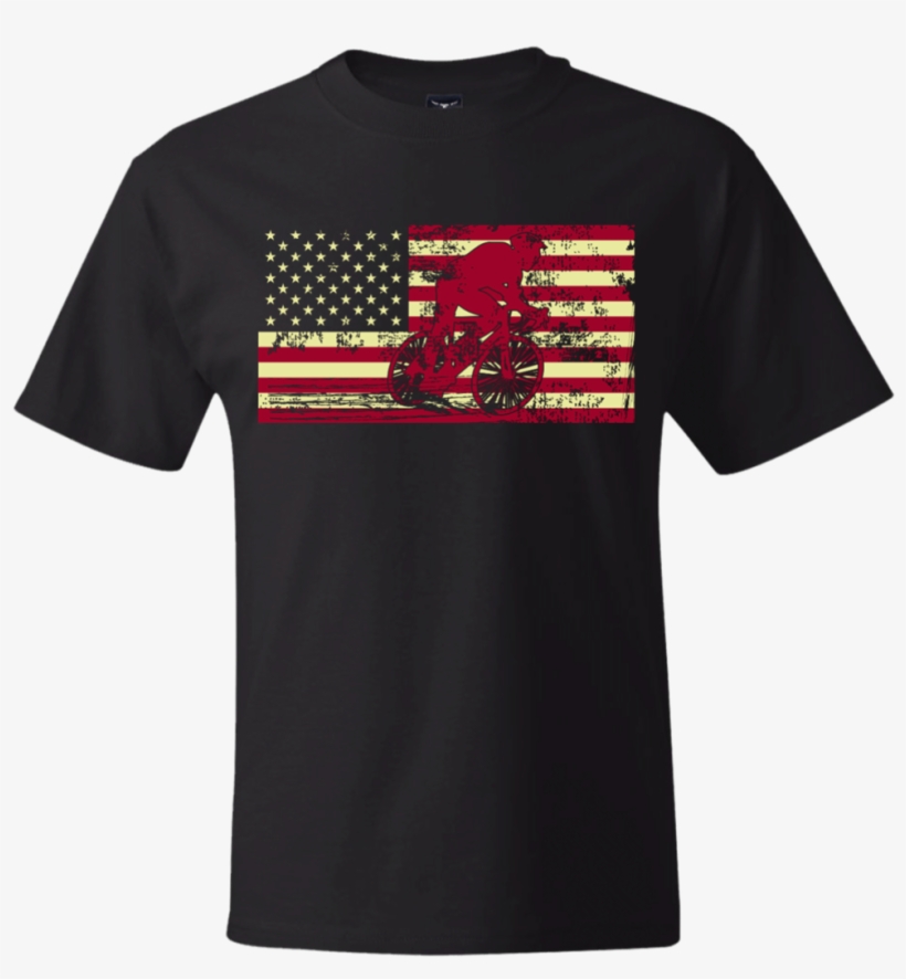 Male Cyclist Silhouette On The American Flag Create - Diamond Hustlr Premium Tee, transparent png download
