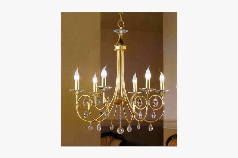 1127 Swarovski Crystal Chandelier - Orion Violetta Chandelier Six Bulbs Gold, transparent png download