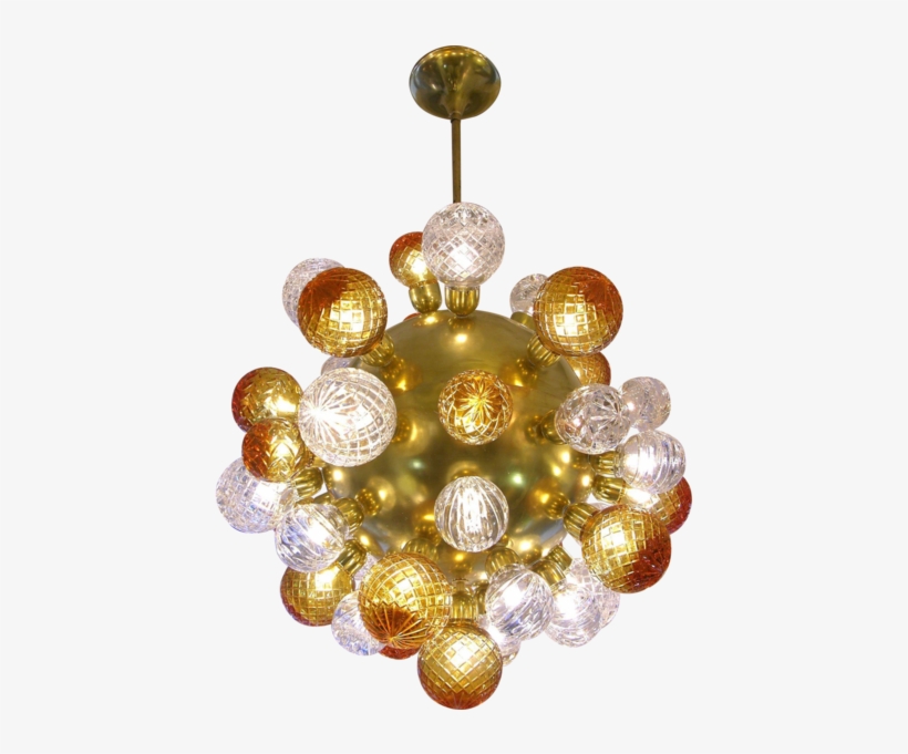 Italian Sputnik Brass Chandelier With Crystal And Gold, transparent png download