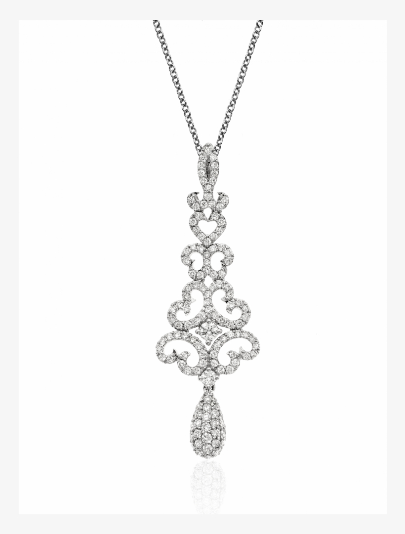 14k White Gold Diamond Chandelier Pendant 16" - Gold, transparent png download