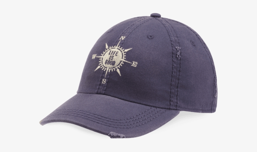 This Laidback Style Has Endless Summers Ahead Of It, - Life Is Good Compass Sunwashed Chill Cap Blue, transparent png download