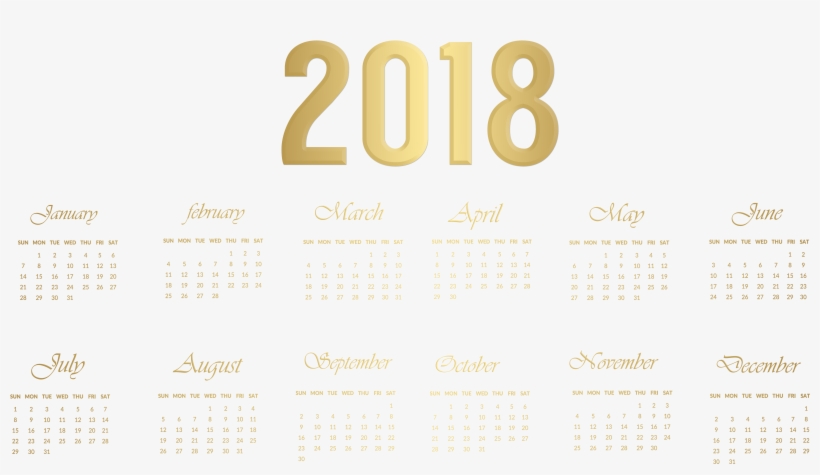 2018 Calendar Gold Transparent Png Image - 2011, transparent png download