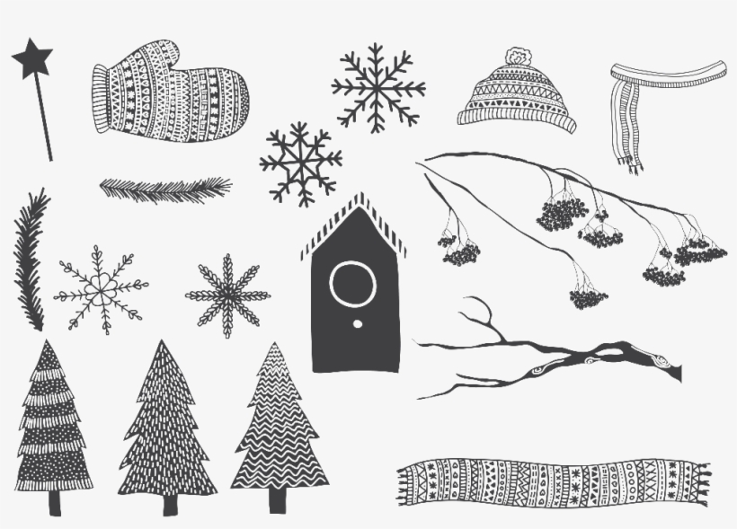 Hand Drawn Christmas Vector - Christmassy Morno E Bonito Bolsa Tote Grande, transparent png download